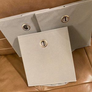 3 11″ Fabric Cube Storage Bin GRAY Room Essentials